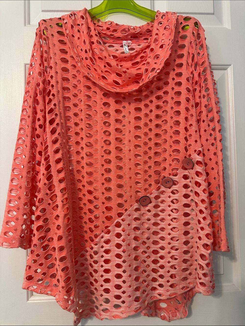 S/M Coral Openwork Cutout Knit Top